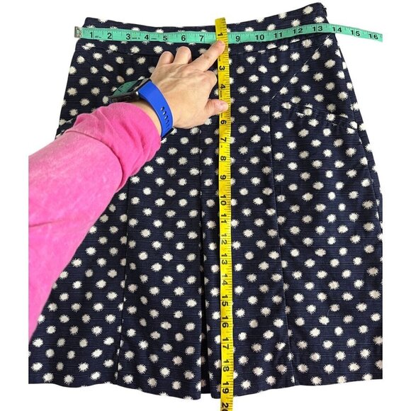 Boden Navy Blue & White A-Line Pleated Mini Skirt Polka Dot Print Size 2 - Picture 9 of 9